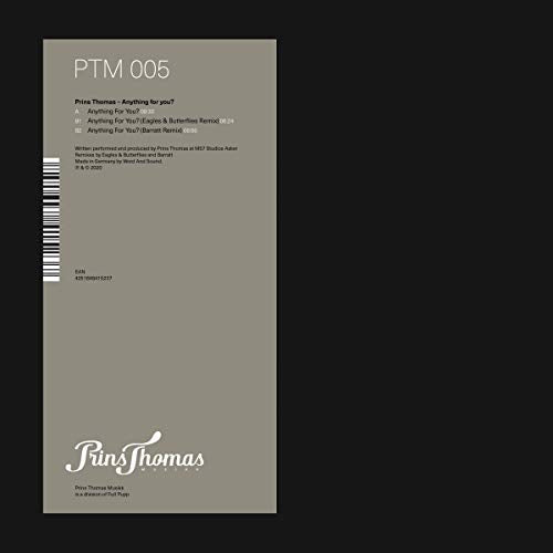Vinyl record cover: gray background with text listing track names and artist.