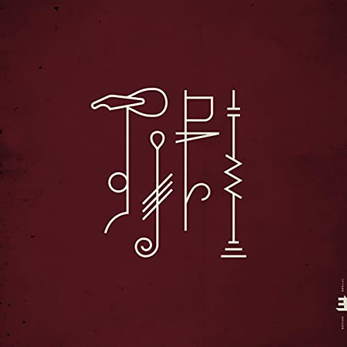 CD cover: abstract white line drawing on a dark red background.