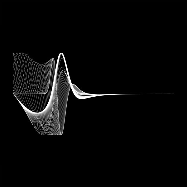 White abstract waveform on black background, CD album cover art.
