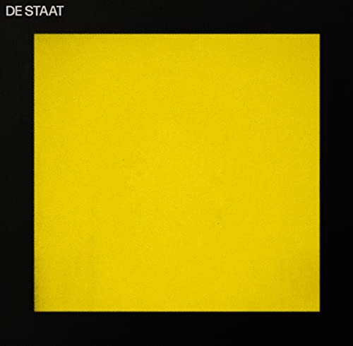 Yellow vinyl record cover for “De Staat” with minimal text.