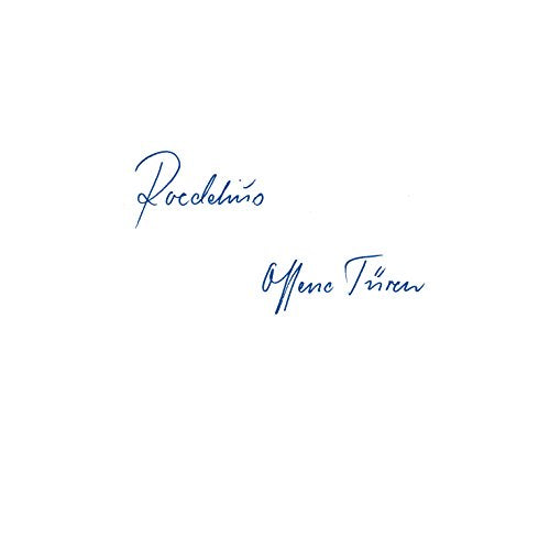 "White album cover with 'Roedelius' and 'Offene Turen' written in dark blue cursive script."