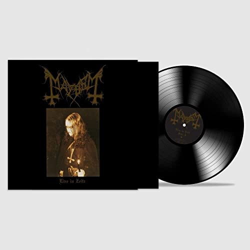 Mayhem "Live in Zeitz" vinyl record with black cover and portrait.