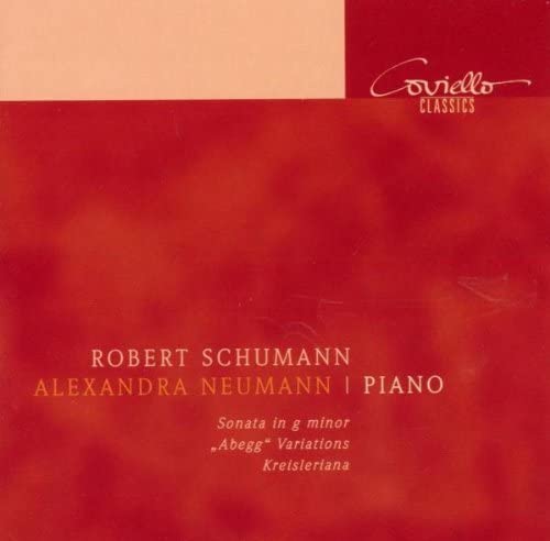 Red CD cover with white text: Robert Schumann, Alexandra Neumann, piano.