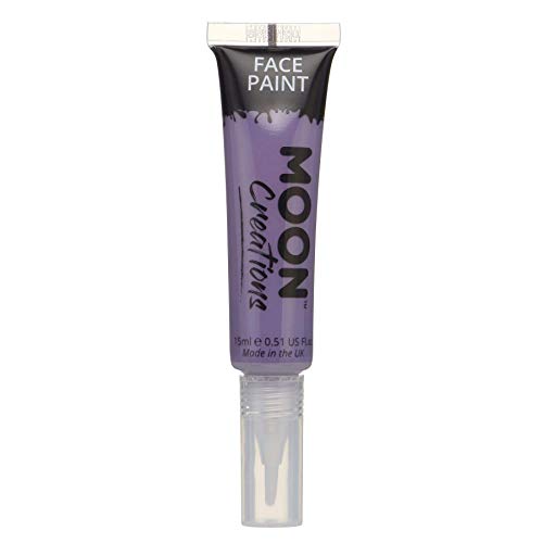 Face & Body Paint with Brush Applicator by Moon Creations - Purple - Water Based Face Paint Makeup for Adults, Kids - 15ml