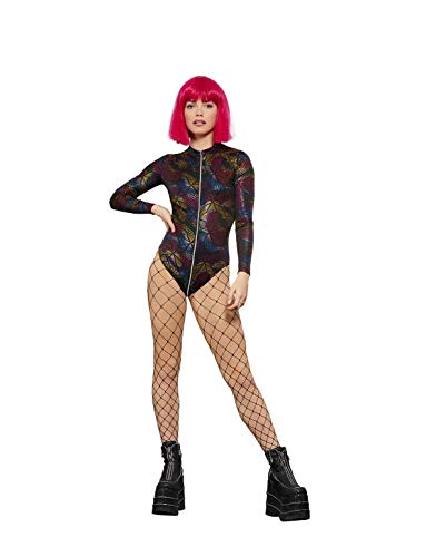 Smiffys Fever Miss Whiplash Rainbow Print Bodysuit