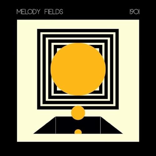 Vinyl album cover: geometric design with black lines, yellow circle, and cream background.