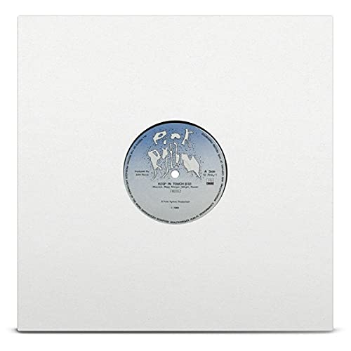 White vinyl record in a white sleeve with a blue and white label.