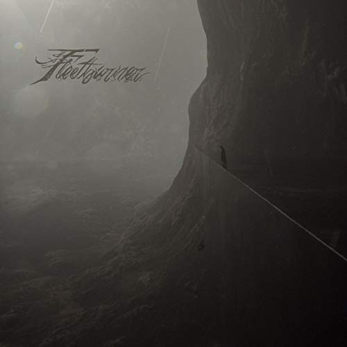 The image depicts a dark, foggy forest scene with a prominent tree. "Dark forest with fog and a large tree trunk."