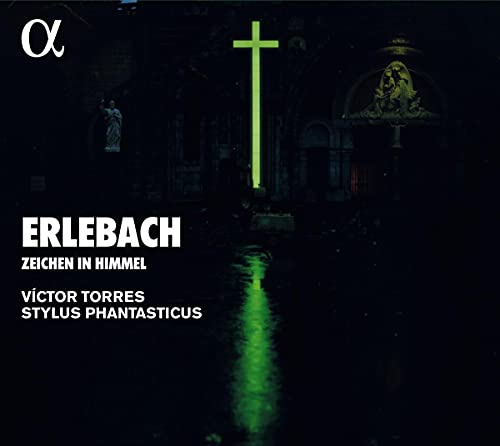 CD cover: dark church interior with a glowing green cross.