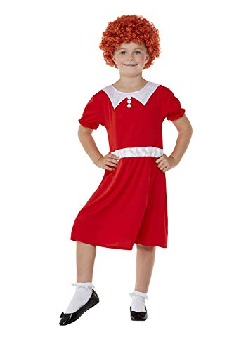Smiffys 71005S Singing Orphan Costume, Girls, Red, S - Age 4-6 years