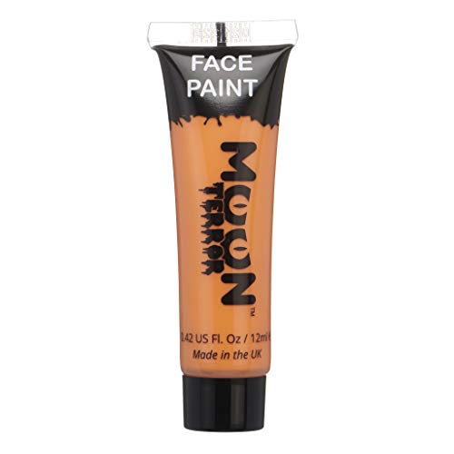 Halloween Face & Body Paint by Moon Terror - Pumpkin Orange - Water Based Face Paint Makeup for Adults, Kids - 12ml