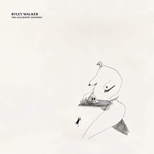 Album cover: Line drawing of a figure with a skull on a tray.