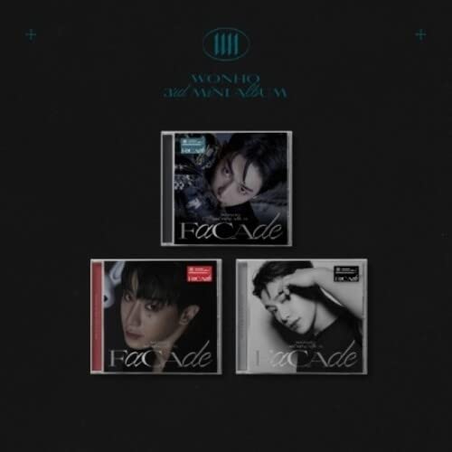Wonho's "Facade" CD album covers featuring a portrait of the artist.