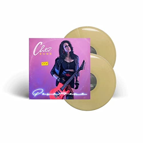 Album cover and two gold vinyl records for Chez Kane’s “Powerzone.”