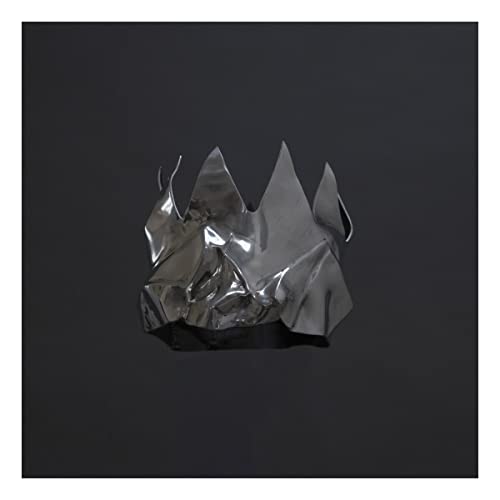 Silver, crumpled crown against a dark gray background; album cover.