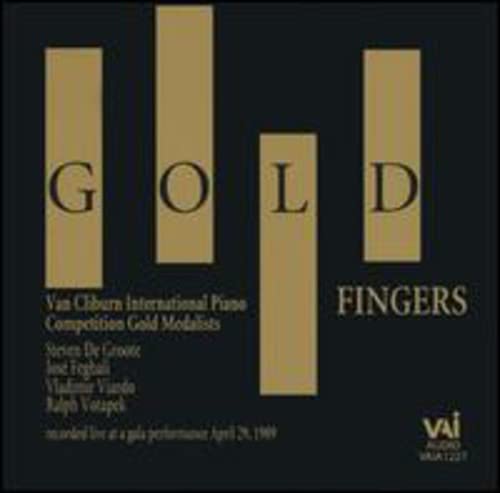 CD cover with gold lettering spelling "GOLD FINGERS" and pianist names.