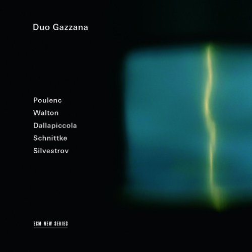 "Duo Gazzana" CD cover with blurry blue rectangle and yellow streak on black background.