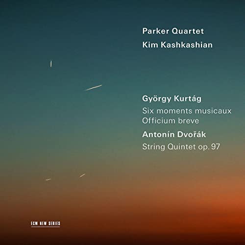 CD cover for Parker Quartet featuring Kurtág and Dvořák compositions.