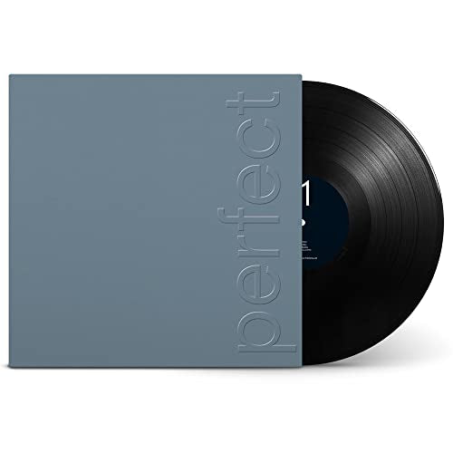 New Order's "Perfect Kiss" vinyl record with blue embossed sleeve.