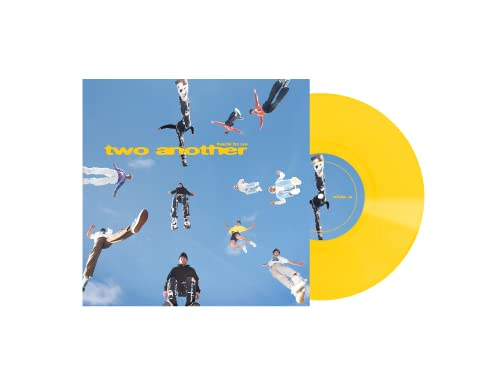 VinylSHTwoLHSC- a vinyl record with a yellow disc and cover art of people jumping.