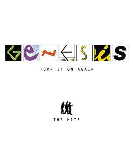 Genesis “Turn It On Again: The Hits” CD cover with colorful lettering.