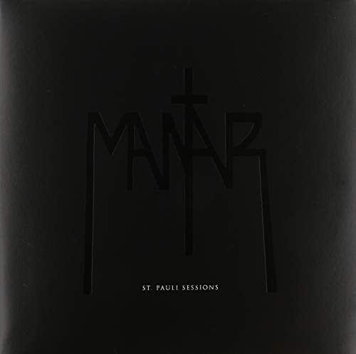 Black vinyl record cover with the band name "MANTAR" and a cross.
