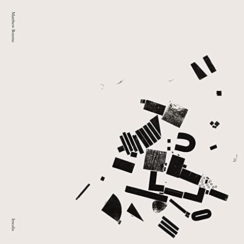Album cover for Matthew Bourne’s “Irrealis” featuring abstract black shapes.