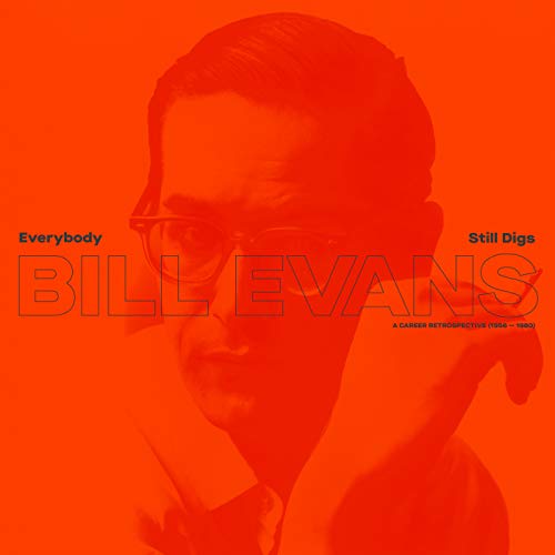 Orange album cover featuring a portrait of jazz pianist Bill Evans.