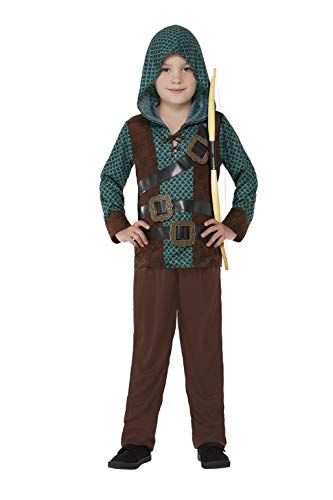 Smiffys 71047L Deluxe Forest Archer Costume, Boys, Green, L - Age 10-12 years