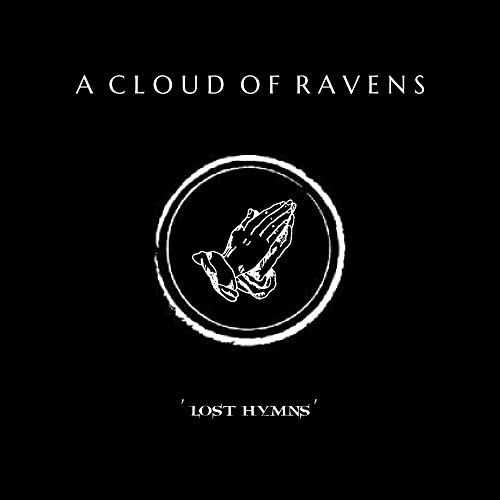 Black album cover with white text and praying hands in a circle.