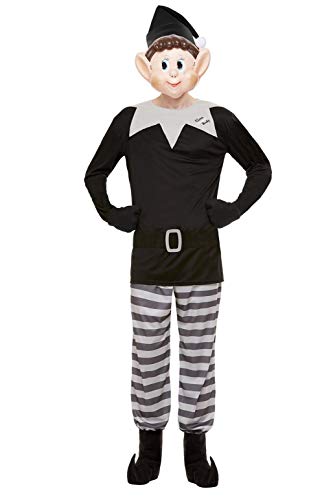 Smiffys 52245L Officially Licensed Elves Behavin' Badly Bad Elf Costume, Men, Grey & Black, L - Size 42"-44"