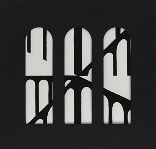 Black and white abstract design on a square CD album cover.