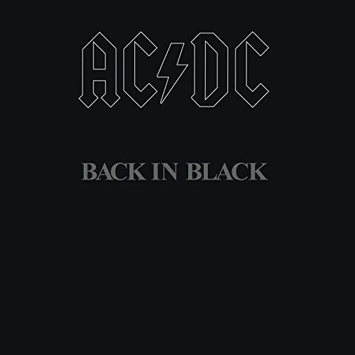 Black vinyl record with cover, featuring AC/DC logo and "Back in Black" text.