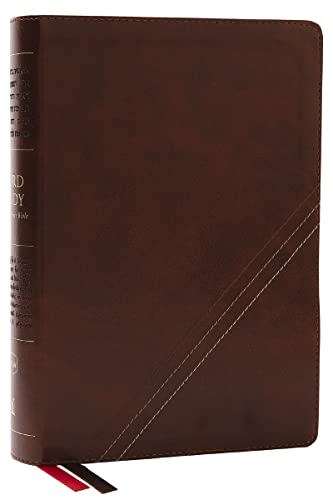 NKJV, Word Study Reference Bible, Leathersoft, Brown, Red Letter, Comfort Print: 2,000 Keywords that Unlock the Meaning of the Bible