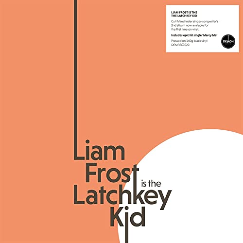 Vinyl album cover for Liam Frost’s “The Latchkey Kid” with orange background.
