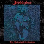 "Album cover with a blue cracked texture and a dark skull, titled Demontage."