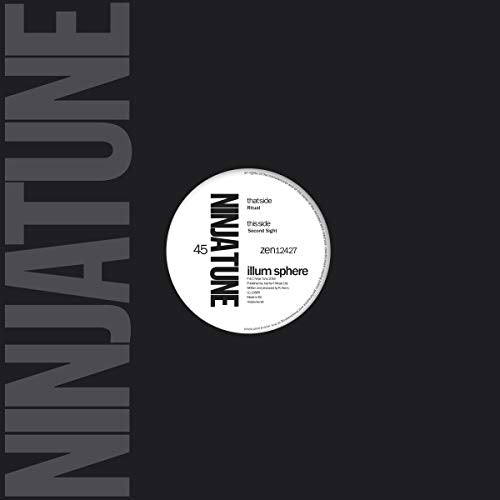 Black vinyl record label with white text: “Illum Sphere - Second Sight”.