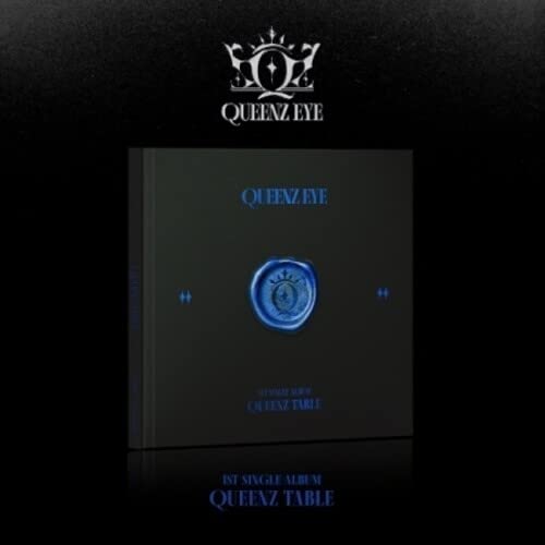Black CD case for “Queenz Table” with a blue circular design.