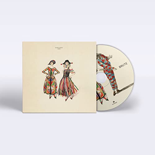 Katie Gately's "Fawn" CD with illustrated figures in colorful patchwork clothing.