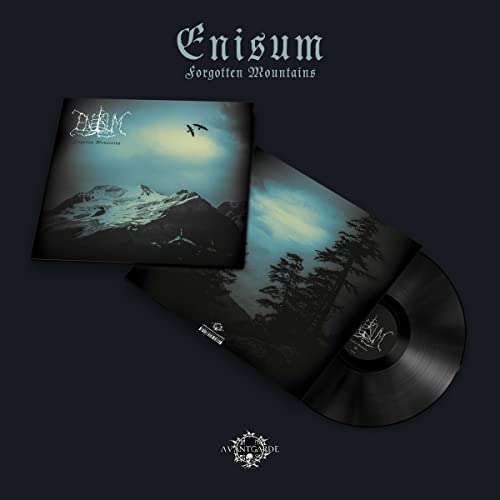 Vinyl record of "Enisum - Forgotten Mountains" with mountain landscape cover.