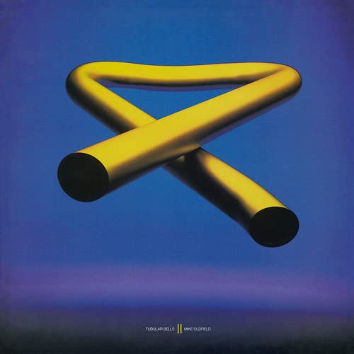 Album cover for Mike Oldfield’s Tubular Bells II, featuring golden tubes.