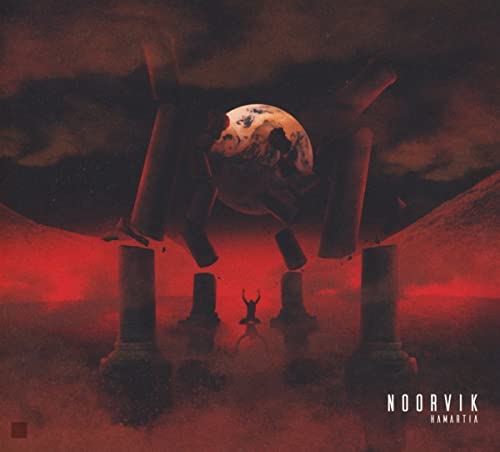 CD cover: crumbling pillars, Earth as a moon, and a silhouetted figure.