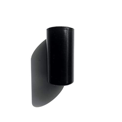 The image shows a black CD case against a white background. alt text: Black CD case with cylindrical spine on a white background.