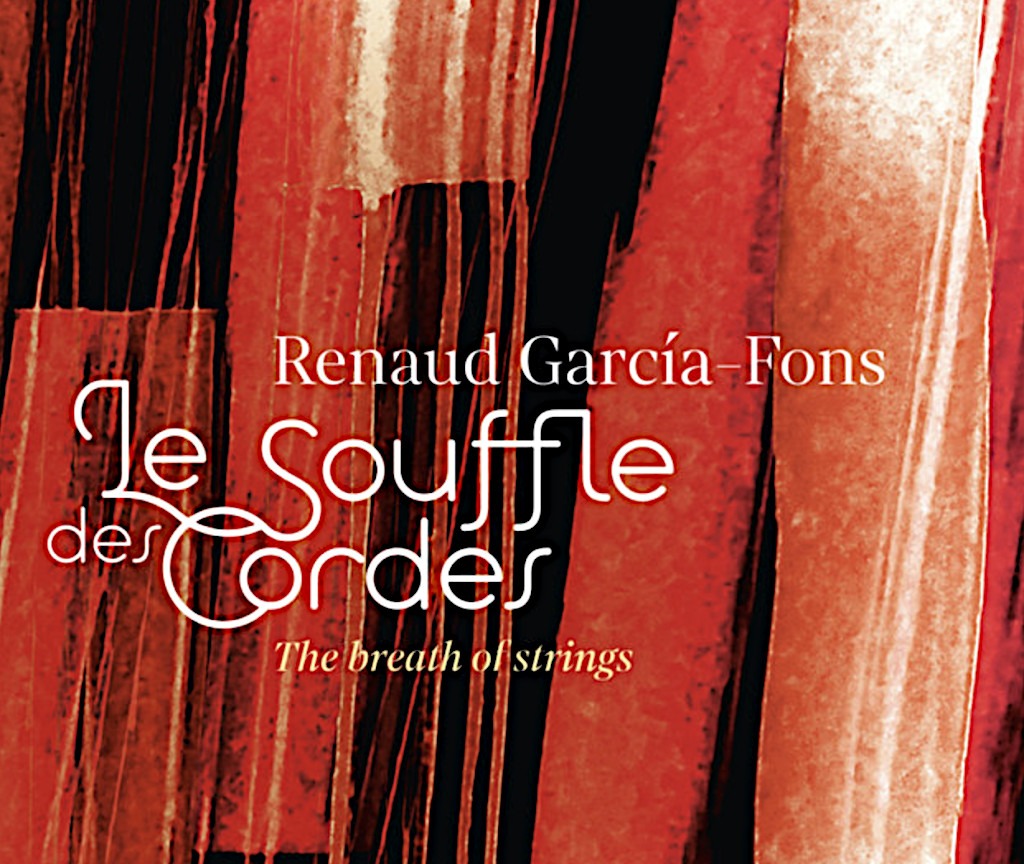 CD cover for Renaud García-Fons’ “Le Souffle des Cordes” with red textures.