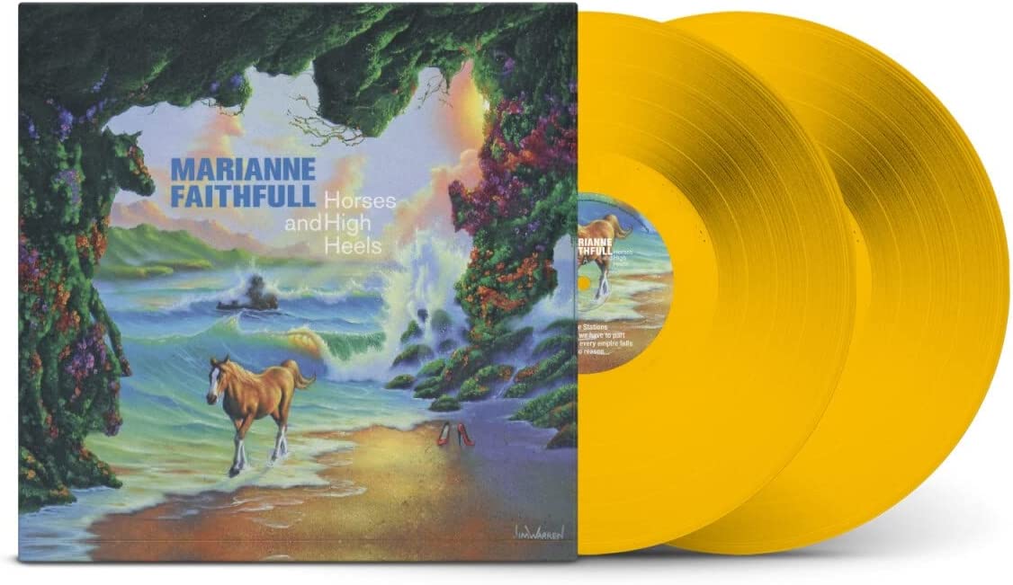 Marianne Faithfull "Horses and High Heels" vinyl record, yellow disc and cover.