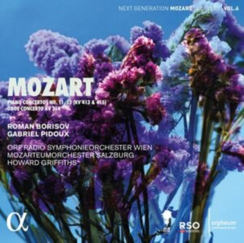 CD cover for Mozart piano and oboe concertos with floral imagery.