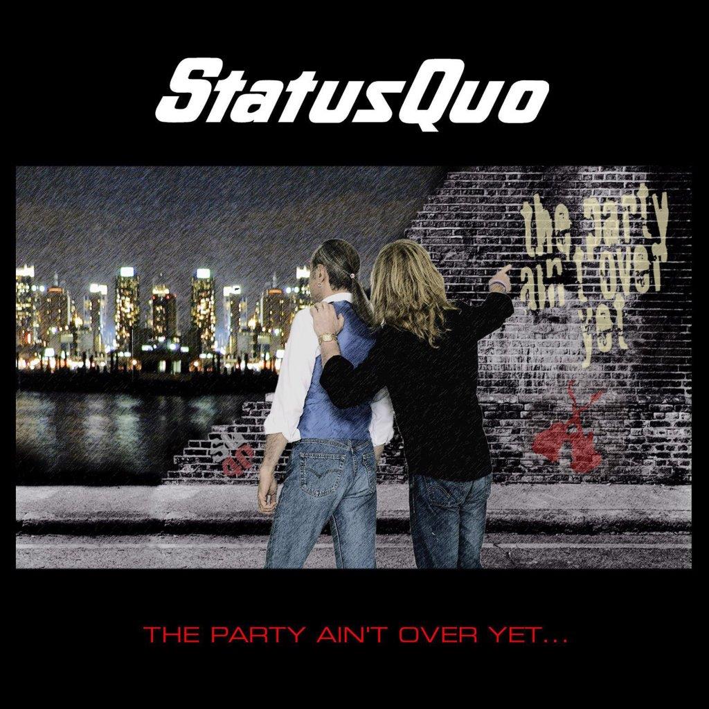 Status Quo album cover: two figures with a city skyline background.