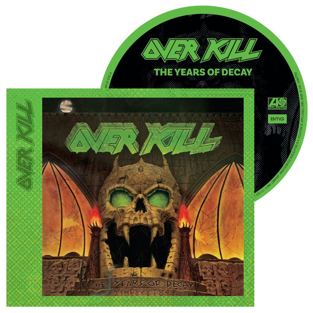 Overkill “Years of Decay” CD cover with a skull and green decay effect.
