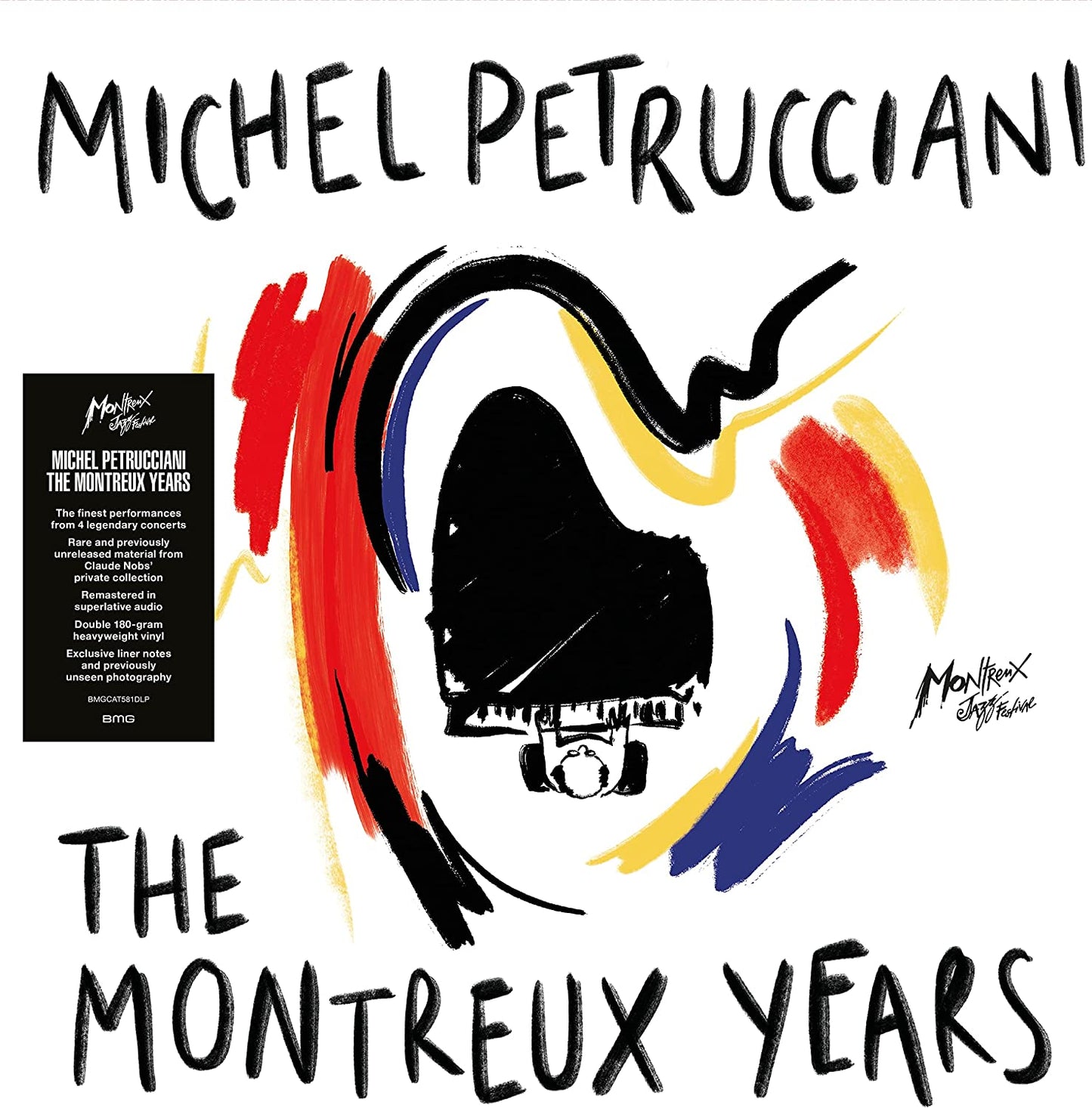 Michel Petrucciani album cover: painted portrait, text, and Montreux logo.