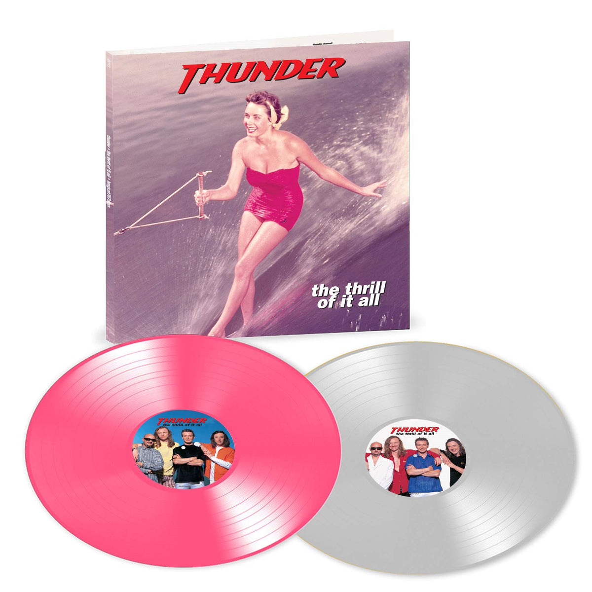 “Thunder - The Thrill Of It All” vinyl 2LP set with pink and silver records.